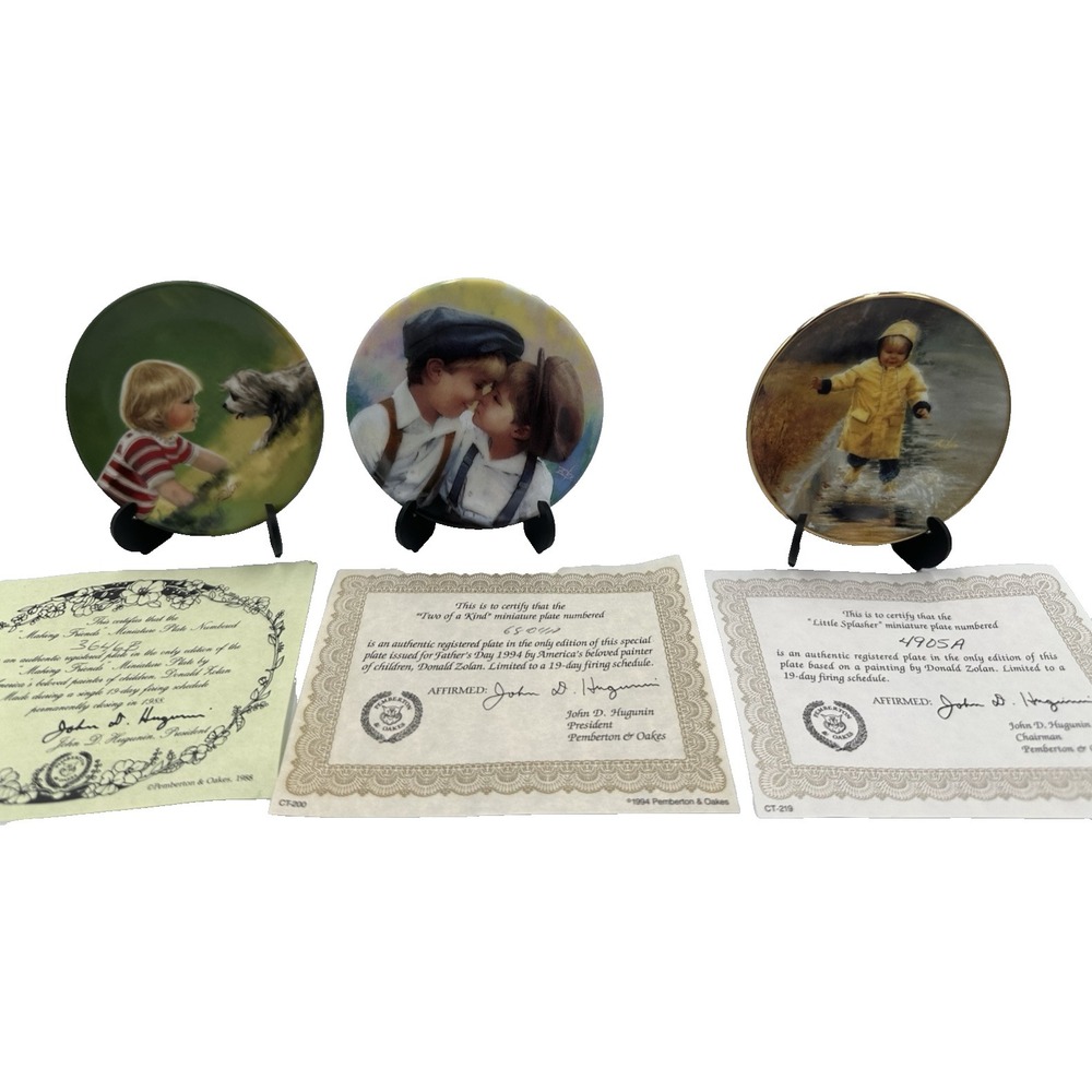 Vintage set of 3 miniature numbered collectors' plates by painter‎ Donald Zolan